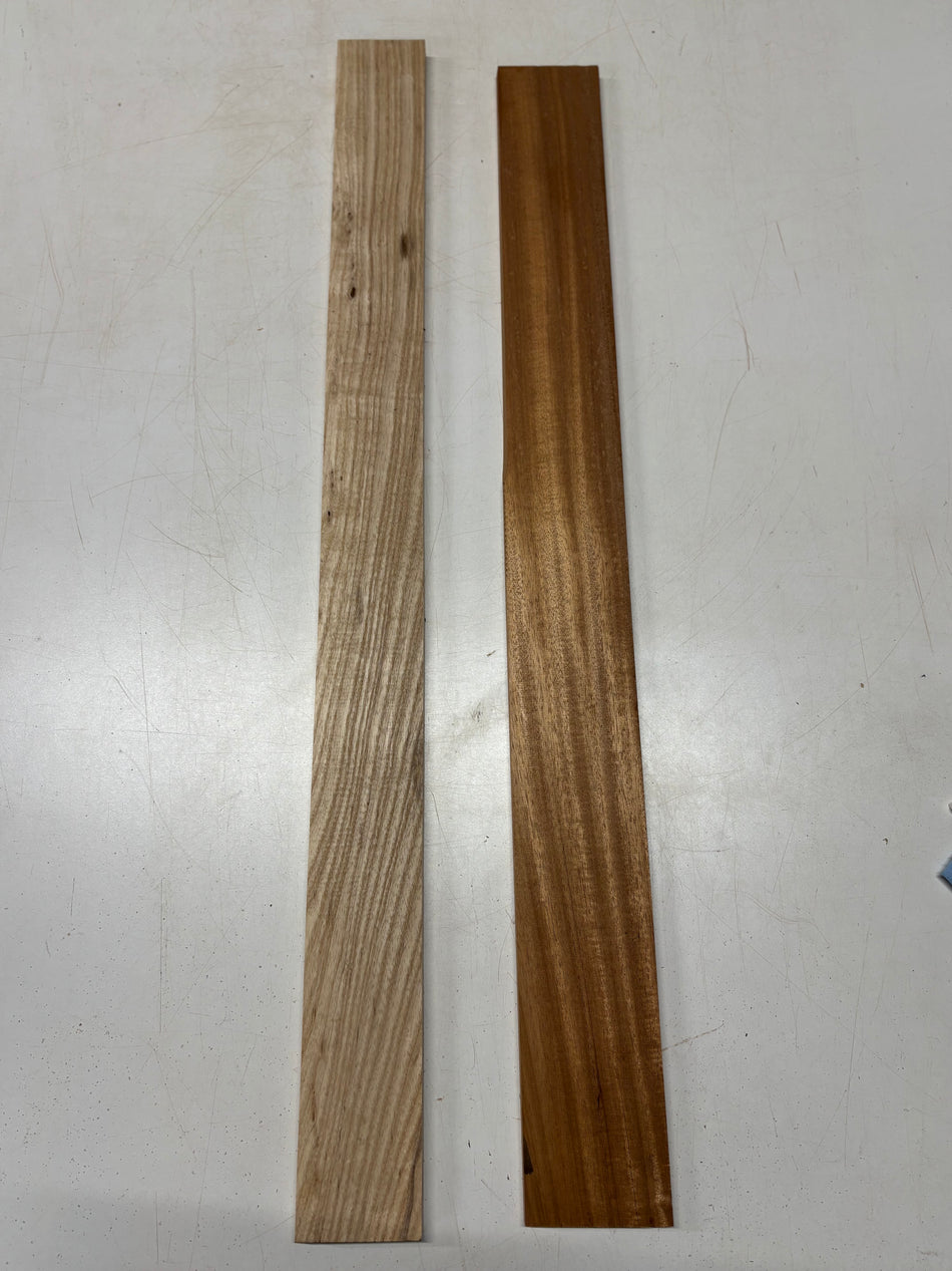 2 Pack, 2 Species Mahogany + White Ash Thin Stock Lumber  Mahogany - 37"x3-5/8"x1/2"  White Ash -37"x3"x5/8"#5162