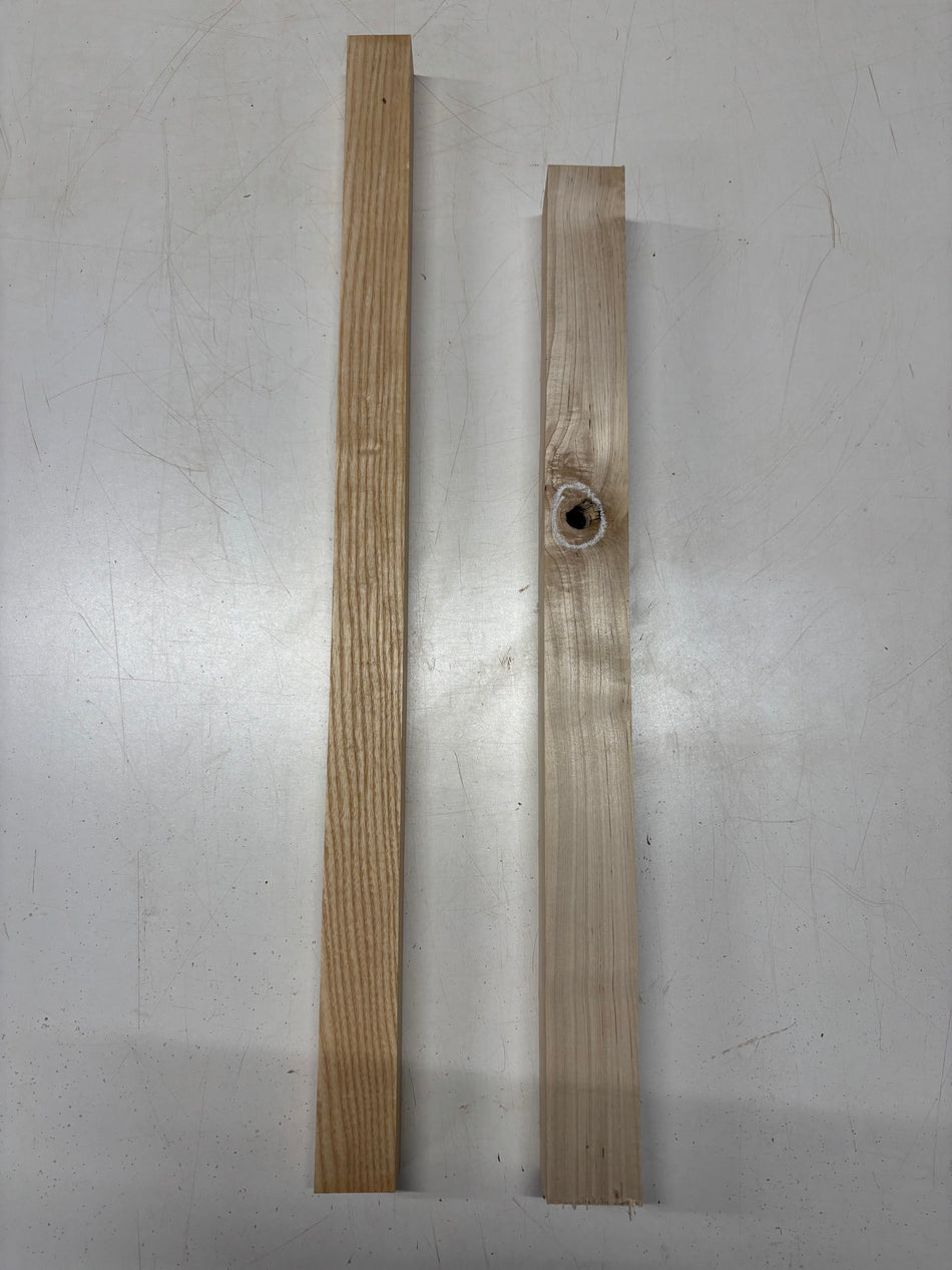 2 Pack, 2 Species White Ash + Hard Maple Turning Wood Blanks  White Ash - 28"x1-5/8"x1-3/4"  Maple 24"x2"x2"#5164