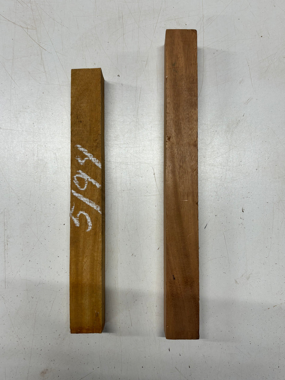 2 Pack, 2 Species Osage Orange +  Mahogany Turning Wood Blanks  Osage Orange - 12"x1-1/2"x1-1/2"  Mahogany 14-1/2"x1-1/2"x1-1/2"#5194