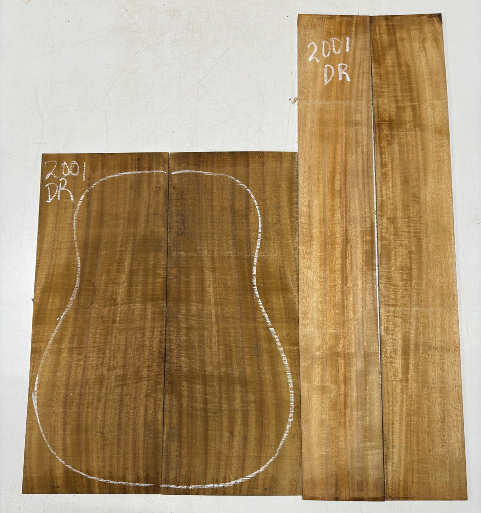 Golden Flame Acacia Dreadnought Guitar Back & Side Set #2001