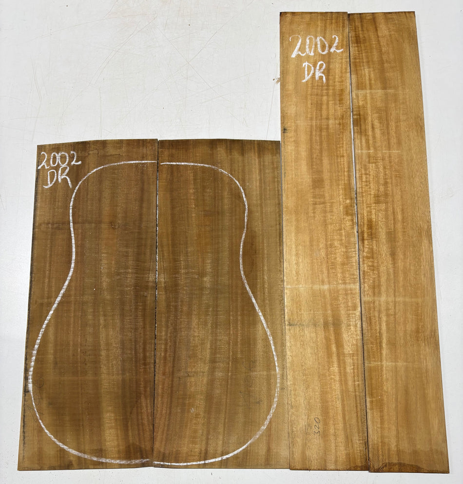 Golden Flame Acacia Dreadnought Guitar Back & Side Set #2002