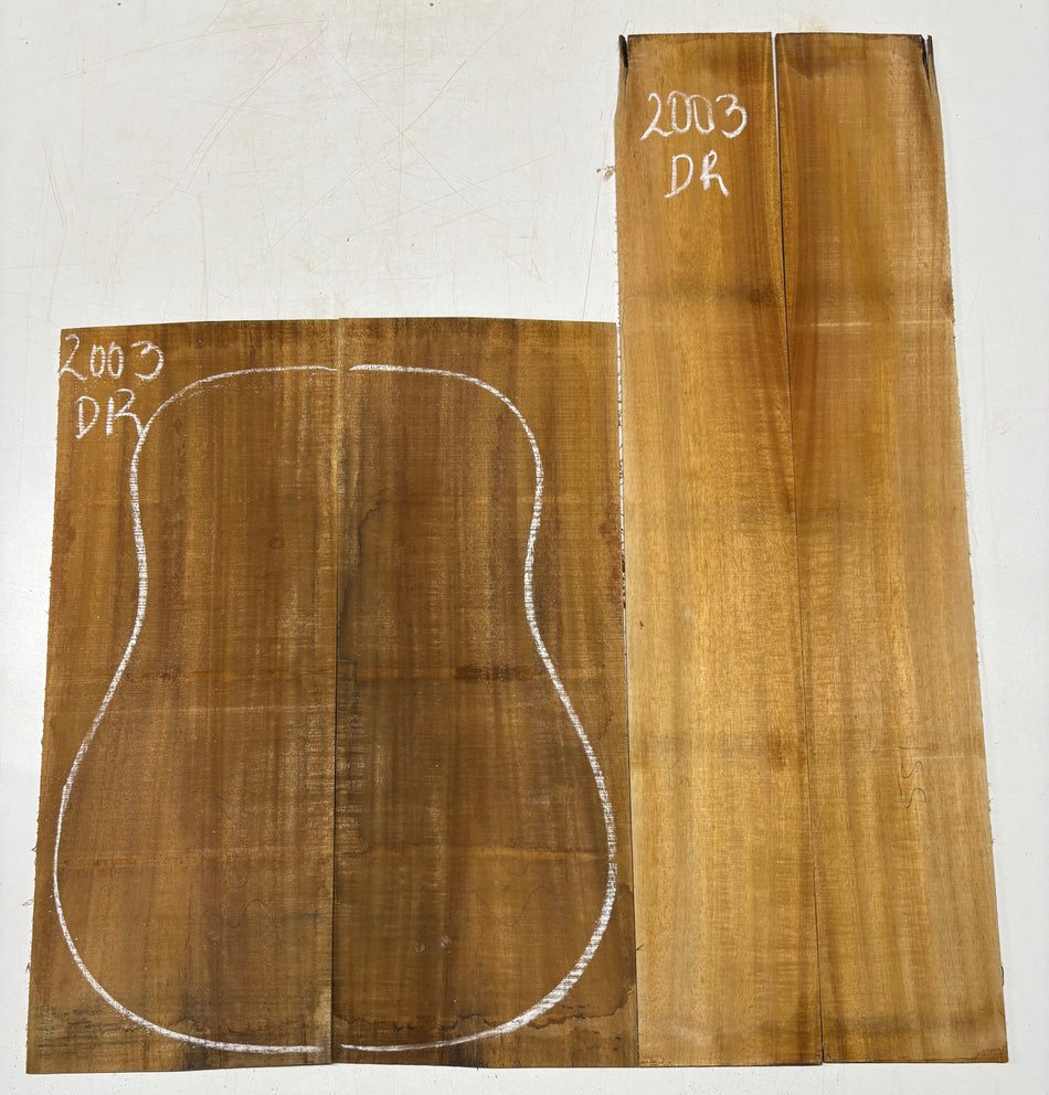 Golden Flame Acacia Dreadnought Guitar Back & Side Set #2003