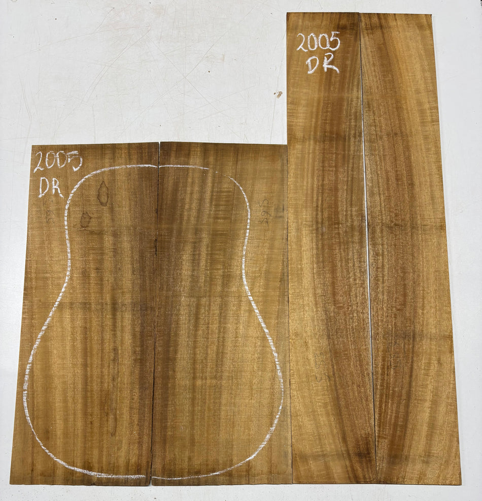 Golden Flame Acacia Dreadnought Guitar Back & Side Set #2005