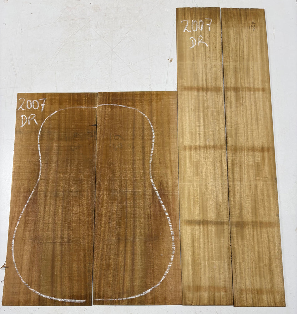 Golden Flame Acacia Dreadnought Guitar Back & Side Set #2007