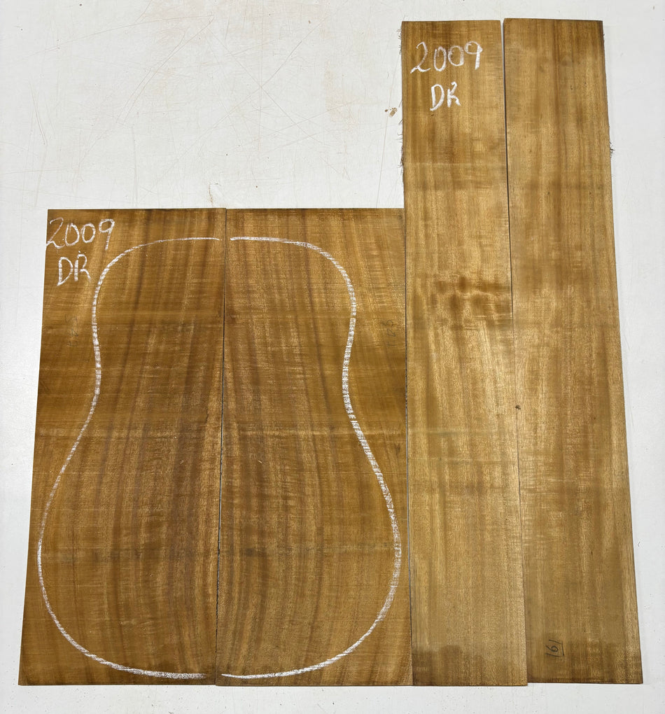 Golden Flame Acacia Dreadnought Guitar Back & Side Set #2009