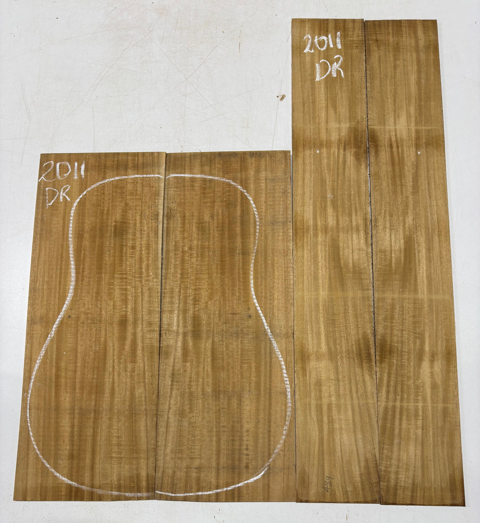 Golden Flame Acacia Dreadnought Guitar Back & Side Set #2011