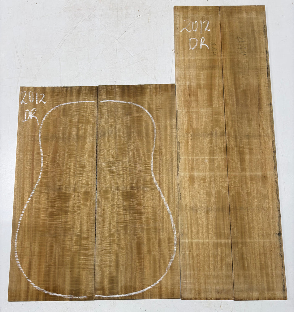 Golden Flame Acacia Dreadnought Guitar Back & Side Set #2012