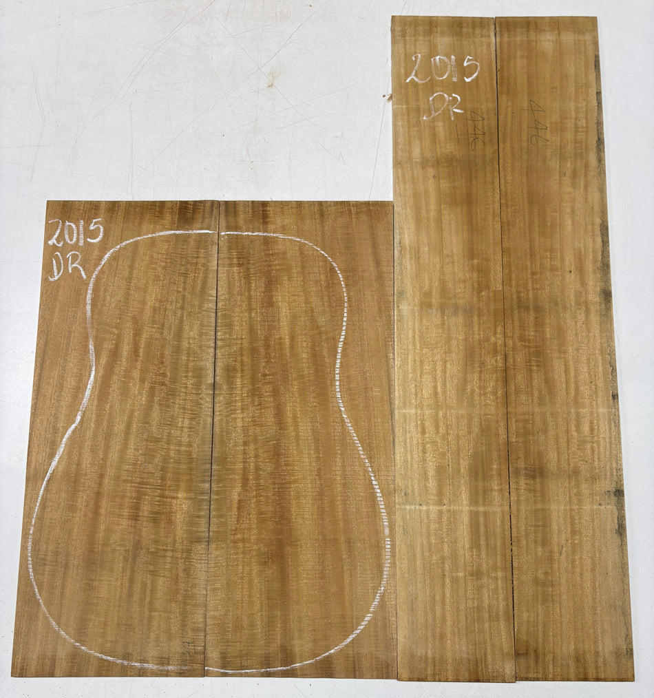 Golden Flame Acacia Dreadnought Guitar Back & Side Set #2015