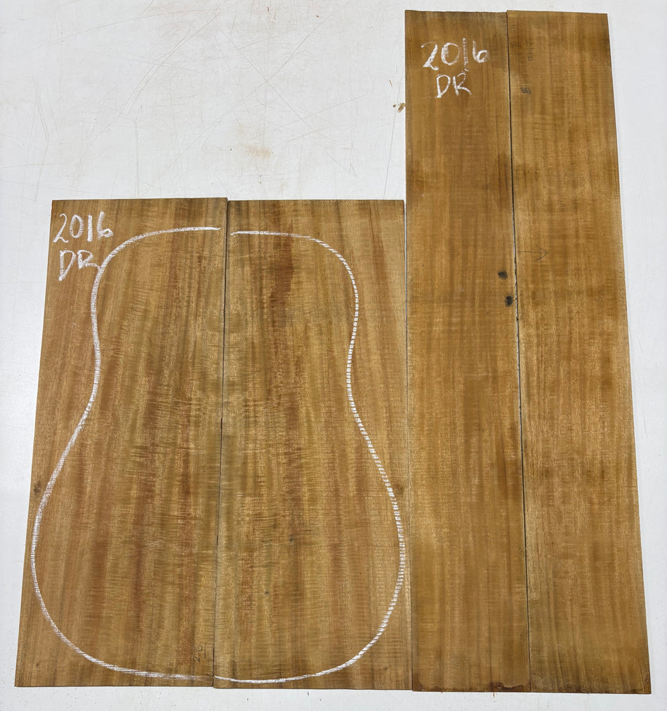 Golden Flame Acacia Dreadnought Guitar Back & Side Set #2016