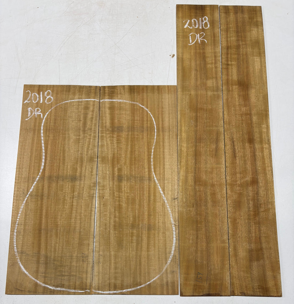 Golden Flame Acacia Dreadnought Guitar Back & Side Set #2018