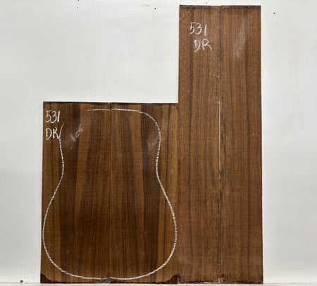 Indian Laurel Dreadnought Guitar Back and Side Set #531 - Exotic Wood Zone