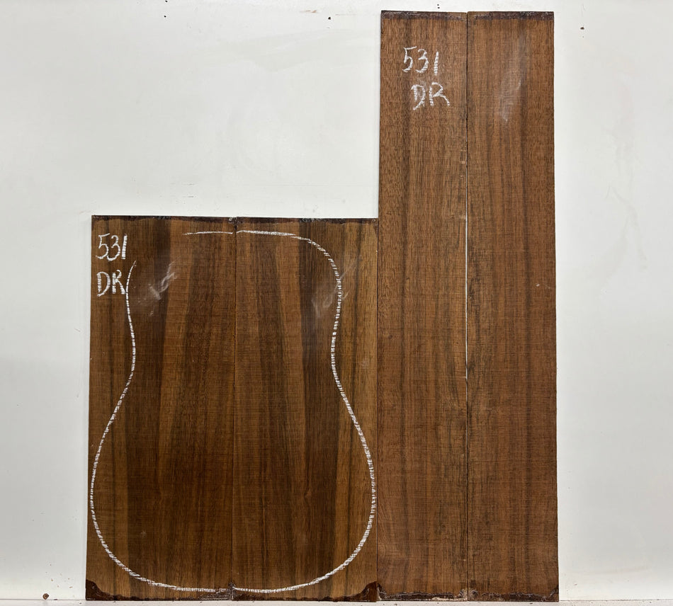 Indian Laurel Dreadnought Guitar Back and Side Set #531 - Exotic Wood Zone