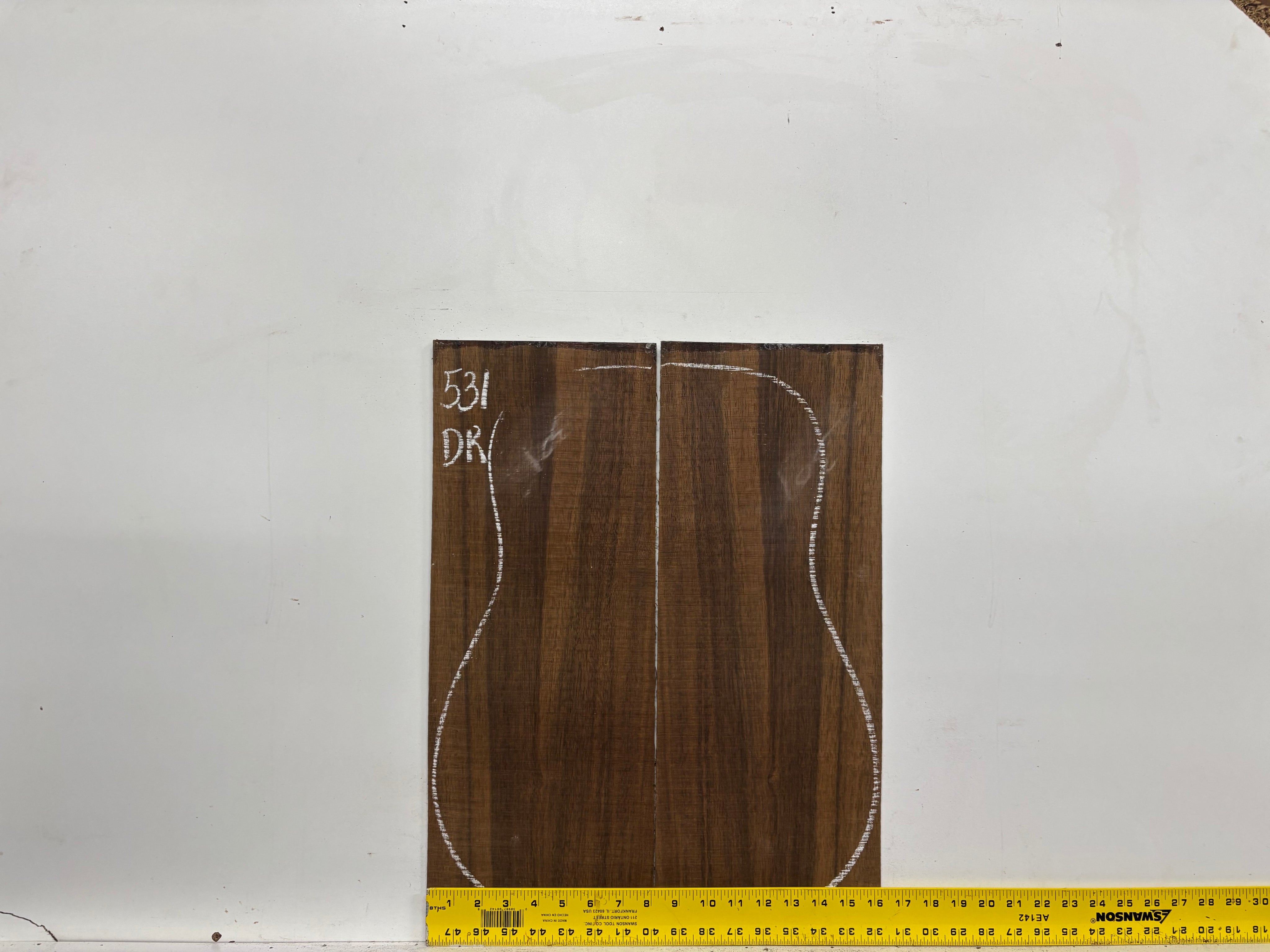 Indian Laurel Dreadnought Guitar Back and Side Set #531 - Exotic Wood Zone