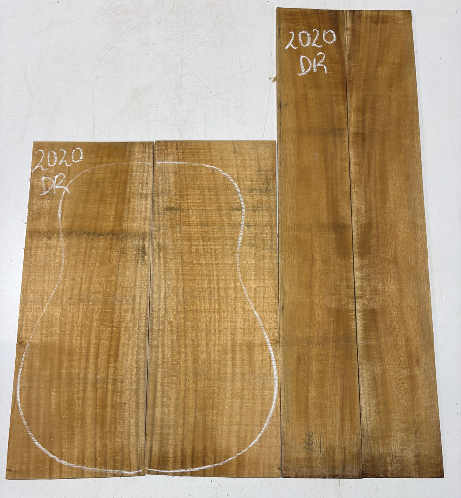 Golden Flame Acacia Dreadnought Guitar Back & Side Set #2020