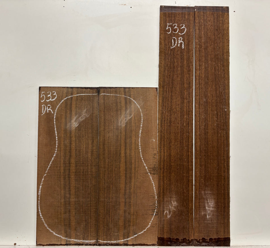 Indian Laurel Dreadnought Guitar Back and Side Set #533 - Exotic Wood Zone