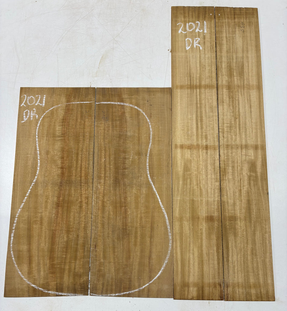Golden Flame Acacia Dreadnought Guitar Back & Side Set #2021