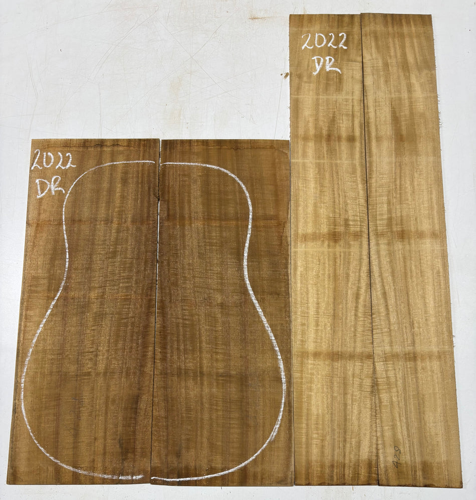 Golden Flame Acacia Dreadnought Guitar Back & Side Set #2022