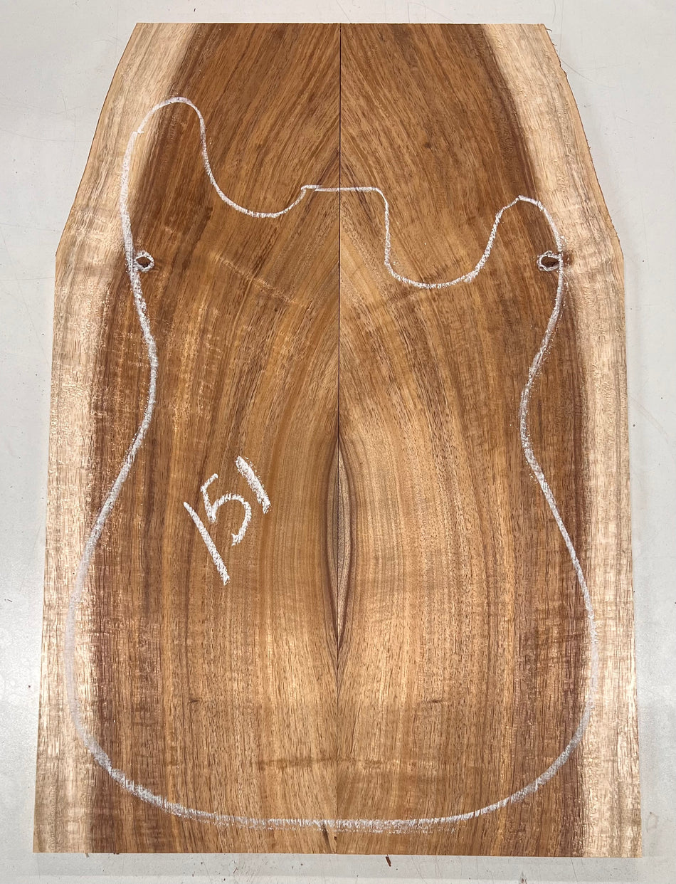 Curly Flame Hawaiian Koa Bookmatched Guitar Drop Tops 21" x 7-1/4" x 3/8" #151 - Exotic Wood Zone - Buy online Across USA 