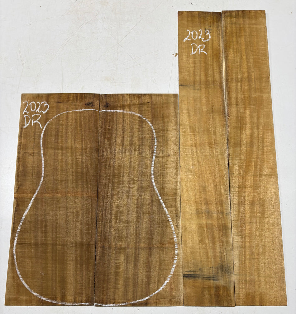 Golden Flame Acacia Dreadnought Guitar Back & Side Set #2023