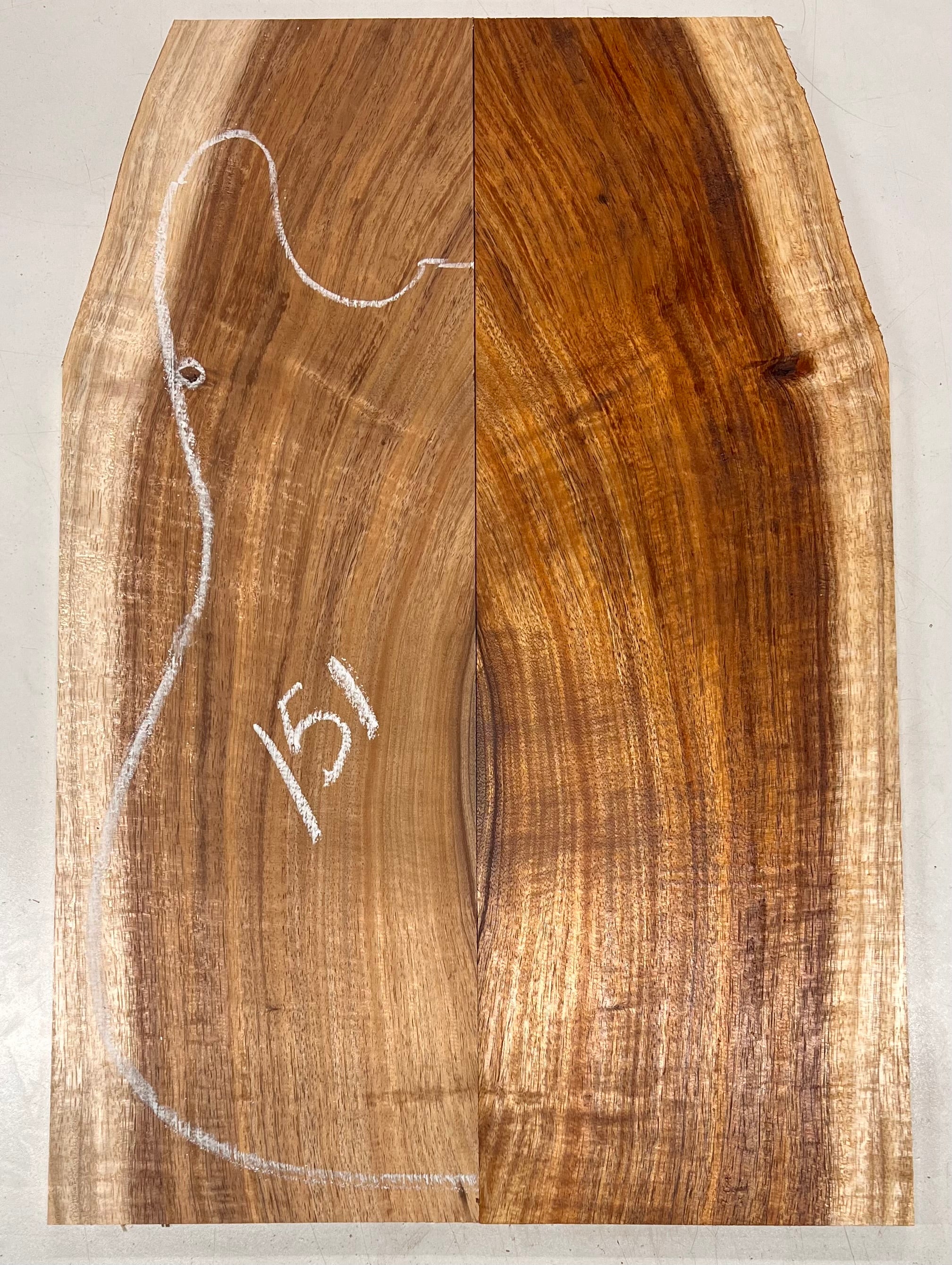 Curly Flame Hawaiian Koa Bookmatched Guitar Drop Tops 21" x 7-1/4" x 3/8" #151 - Exotic Wood Zone - Buy online Across USA 