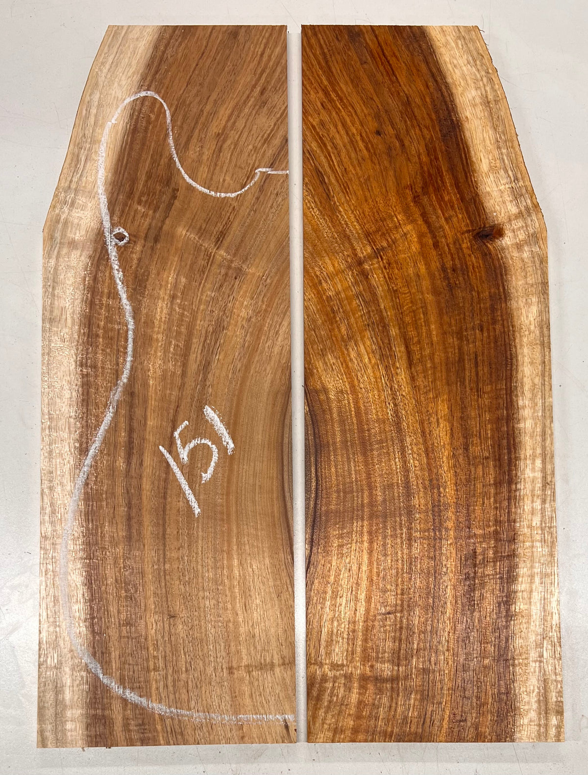 Curly Flame Hawaiian Koa Bookmatched Guitar Drop Tops 21" x 7-1/4" x 3/8" #151 - Exotic Wood Zone - Buy online Across USA 