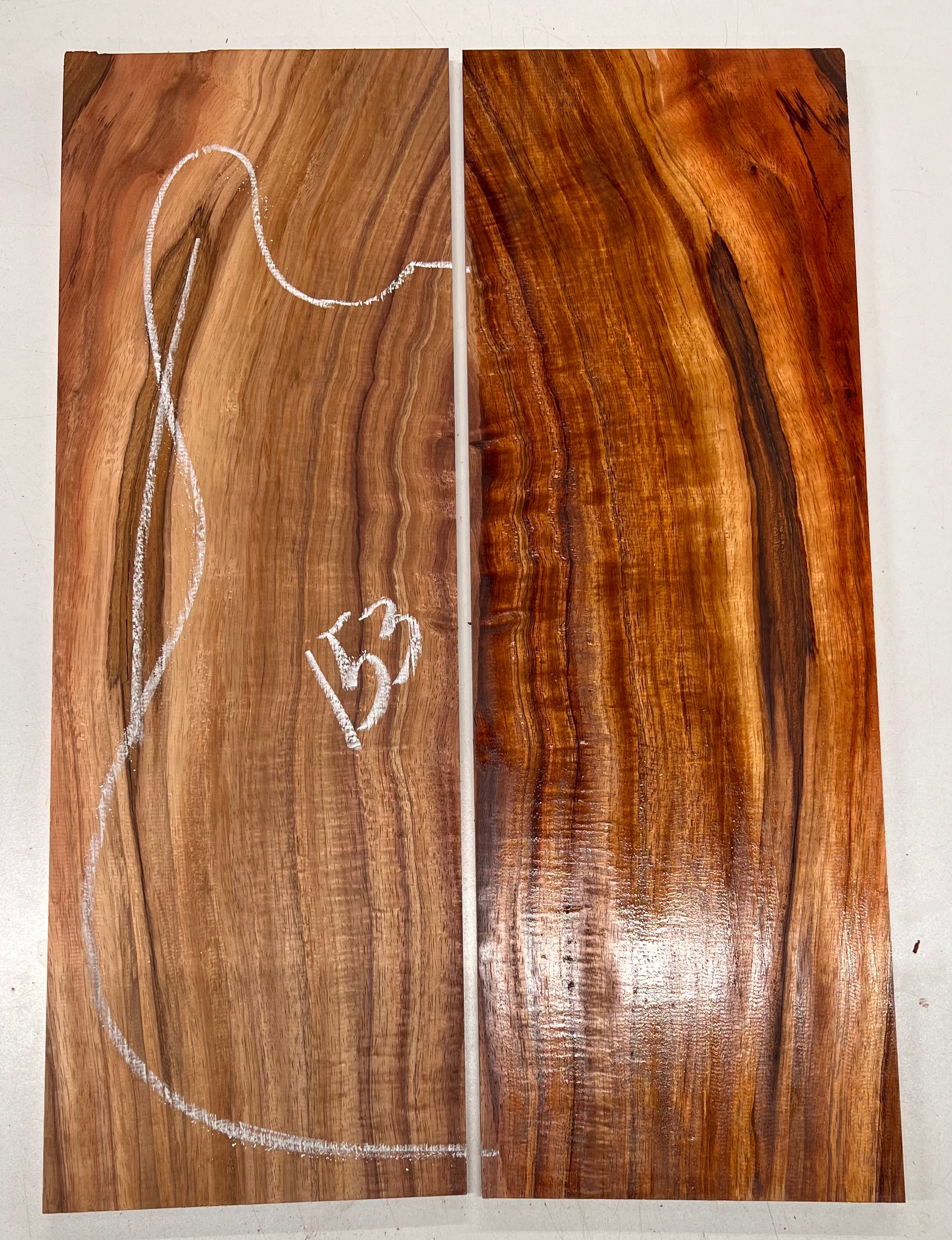 Curly Flame Hawaiian Koa Bookmatched Guitar Drop Tops 21" x 7-1/4" x 3/8" #153 - Exotic Wood Zone - Buy online Across USA 