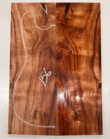 Curly Flame Hawaiian Koa Bookmatched Guitar Drop Tops 21" x 7-1/4" x 3/8" #156 - Exotic Wood Zone - Buy online Across USA 