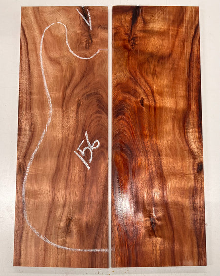 Curly Flame Hawaiian Koa Bookmatched Guitar Drop Tops 21" x 7-1/4" x 3/8" #156 - Exotic Wood Zone - Buy online Across USA 