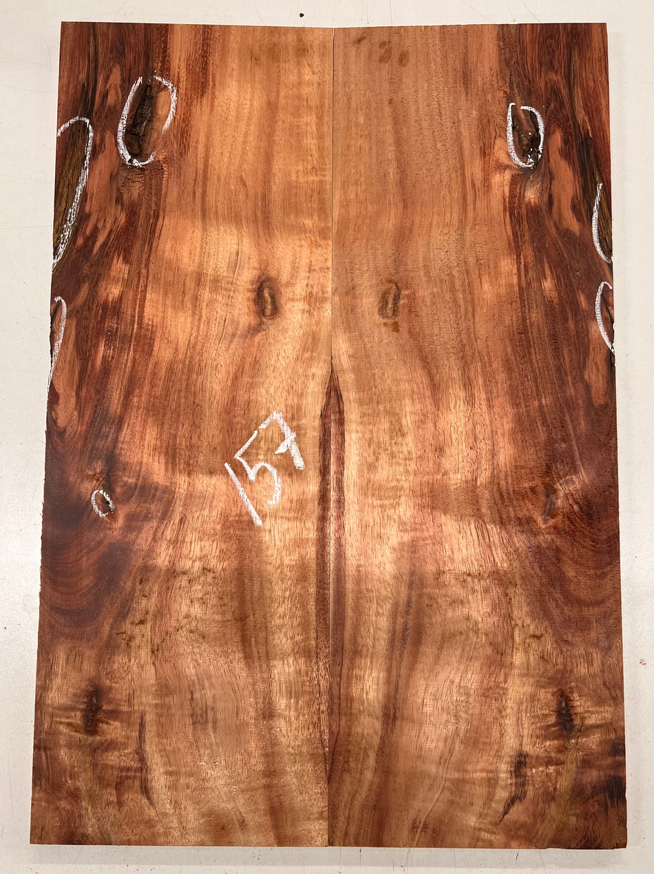 Curly Flame Hawaiian Koa Bookmatched Guitar Drop Tops 21" x 7-1/4" x 3/8" #157 - Exotic Wood Zone - Buy online Across USA 