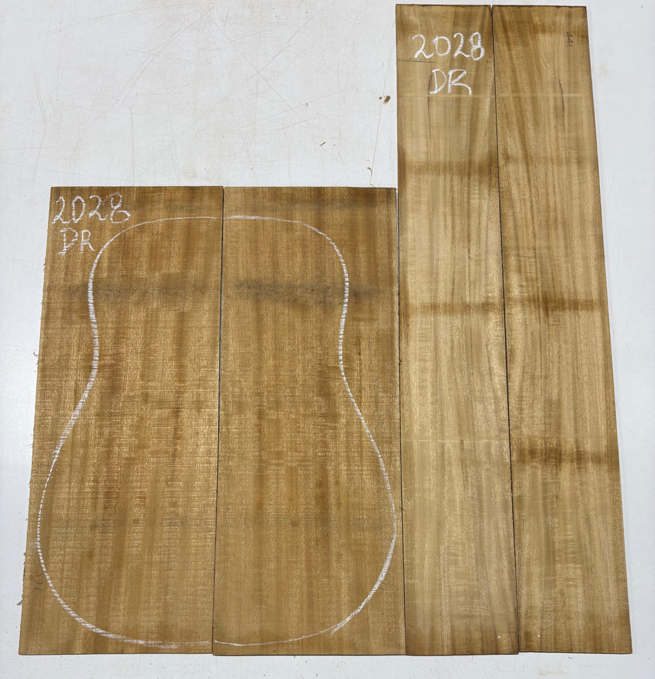 Golden Flame Acacia Dreadnought Guitar Back & Side Set #2028