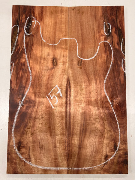 Curly Flame Hawaiian Koa Bookmatched Guitar Drop Tops 21" x 7-1/4" x 3/8" #157 - Exotic Wood Zone - Buy online Across USA 