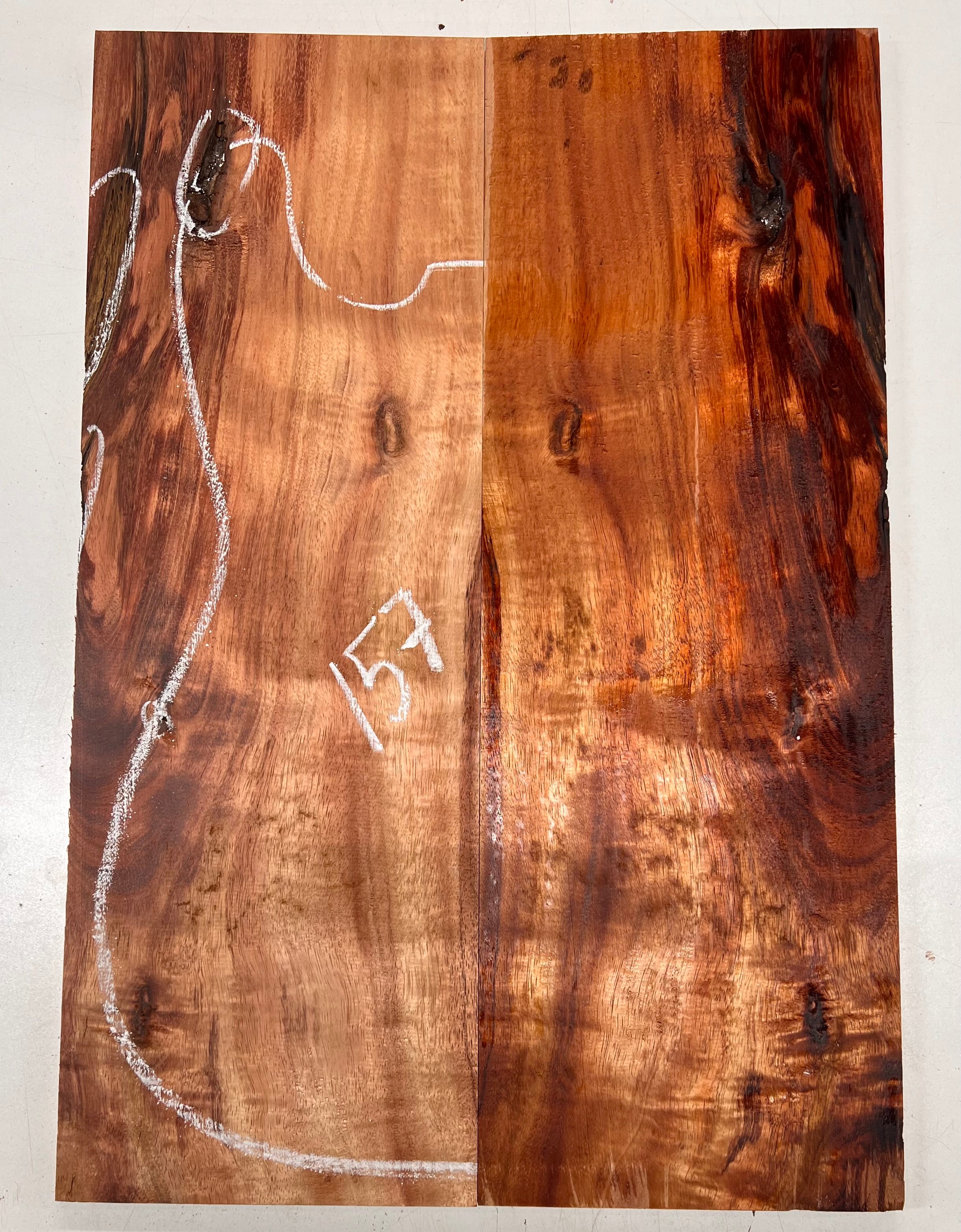 Curly Flame Hawaiian Koa Bookmatched Guitar Drop Tops 21" x 7-1/4" x 3/8" #157 - Exotic Wood Zone - Buy online Across USA 