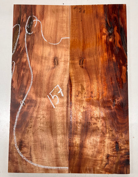 Curly Flame Hawaiian Koa Bookmatched Guitar Drop Tops 21" x 7-1/4" x 3/8" #157 - Exotic Wood Zone - Buy online Across USA 