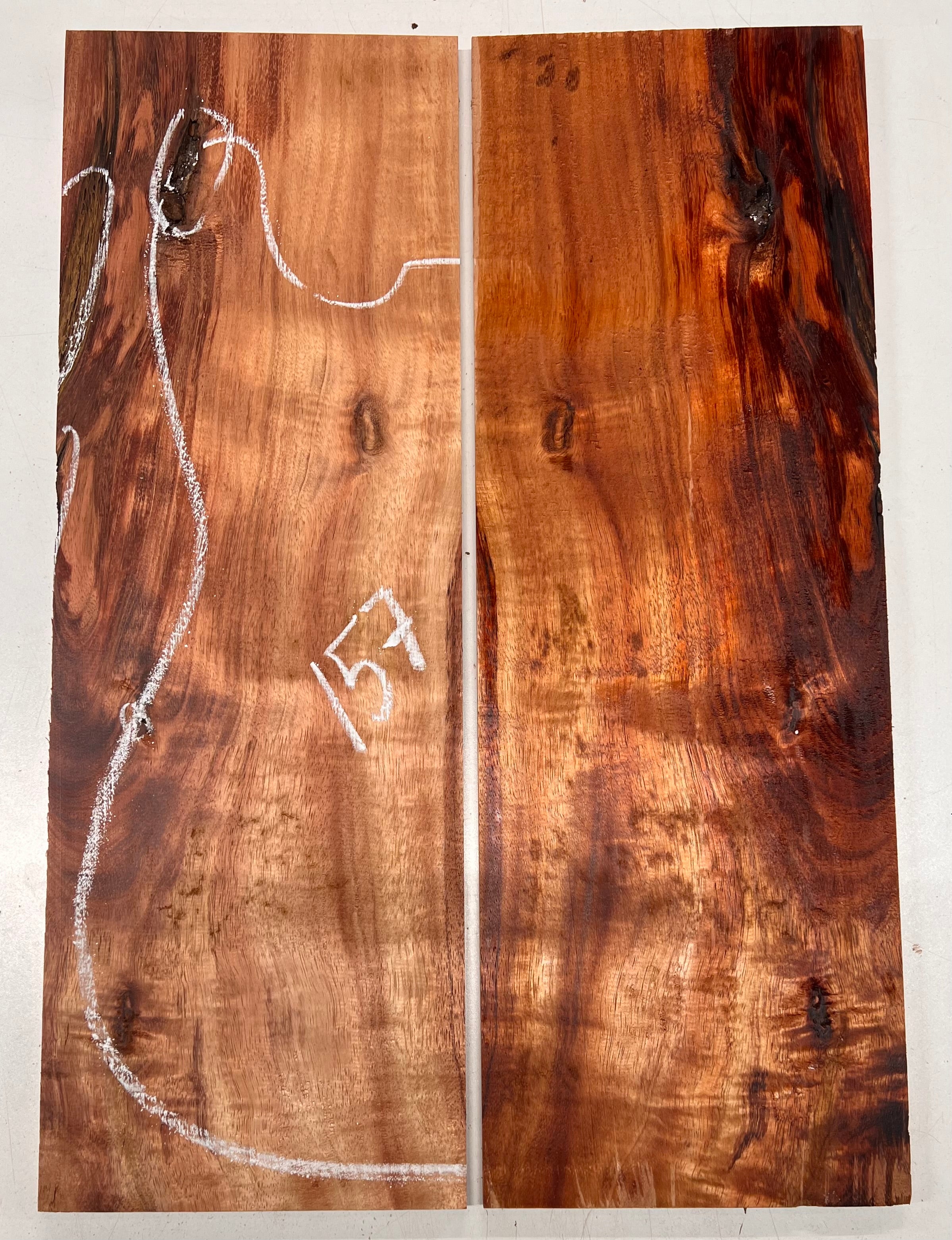 Curly Flame Hawaiian Koa Bookmatched Guitar Drop Tops 21" x 7-1/4" x 3/8" #157 - Exotic Wood Zone - Buy online Across USA 