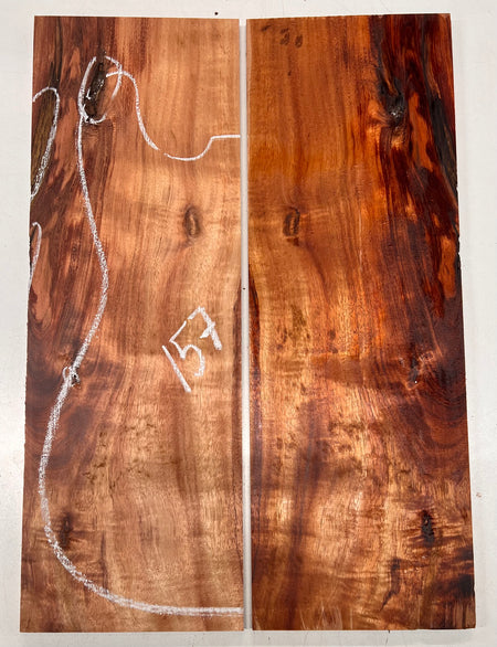 Curly Flame Hawaiian Koa Bookmatched Guitar Drop Tops 21" x 7-1/4" x 3/8" #157 - Exotic Wood Zone - Buy online Across USA 