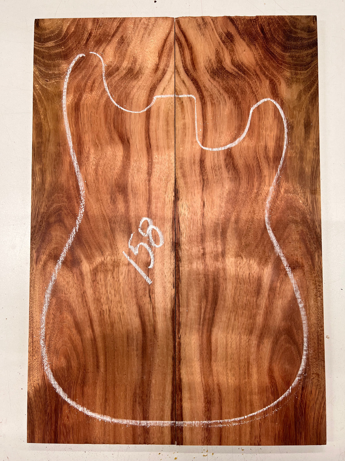 Curly Flame Hawaiian Koa Bookmatched Guitar Drop Tops 21" x 7-1/4" x 3/8" #158 - Exotic Wood Zone - Buy online Across USA 