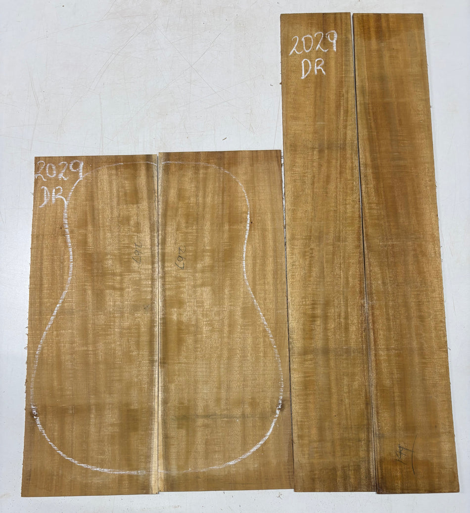 Golden Flame Acacia Dreadnought Guitar Back & Side Set #2029