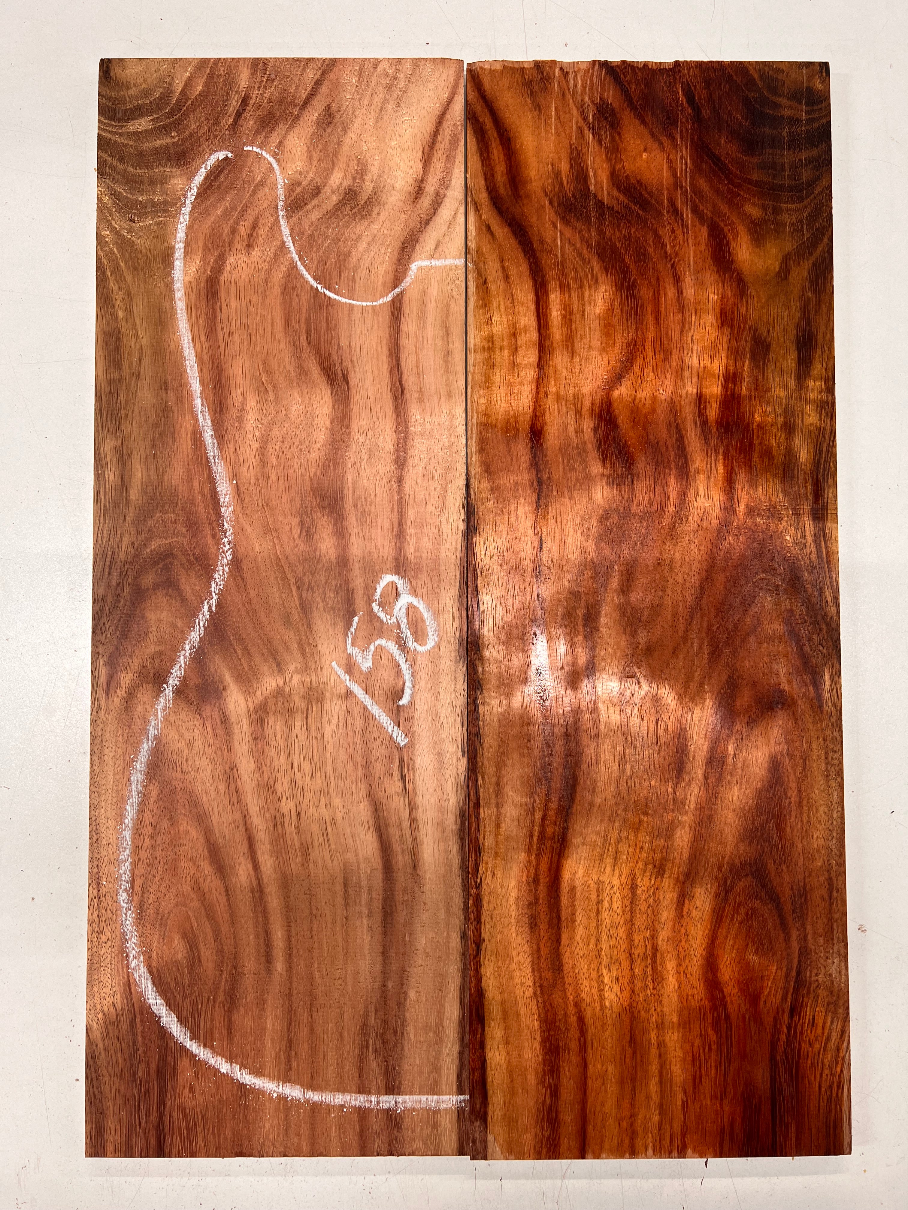 Curly Flame Hawaiian Koa Bookmatched Guitar Drop Tops 21" x 7-1/4" x 3/8" #158 - Exotic Wood Zone - Buy online Across USA 