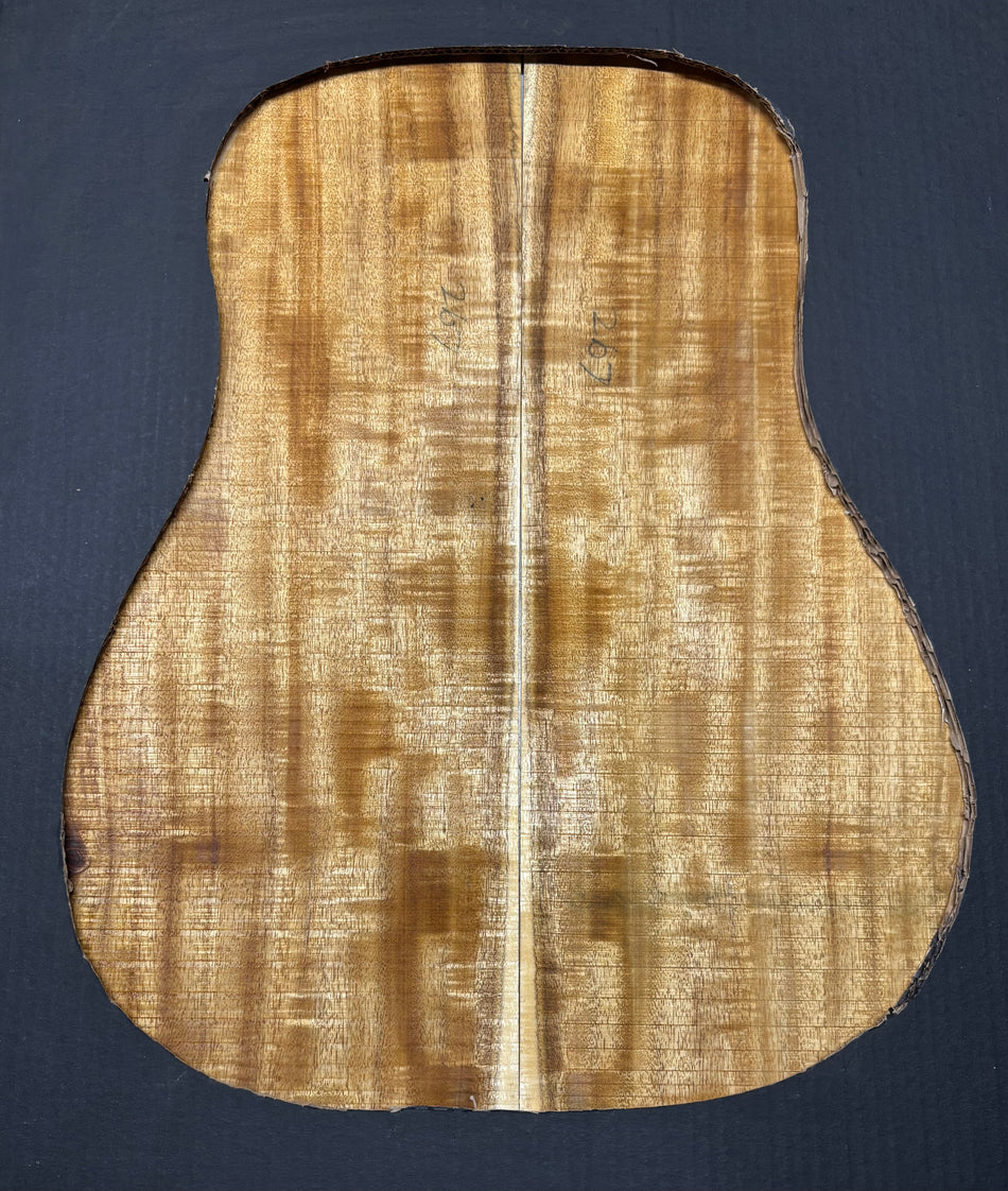 Golden Flame Acacia Dreadnought Guitar Back & Side Set #2029