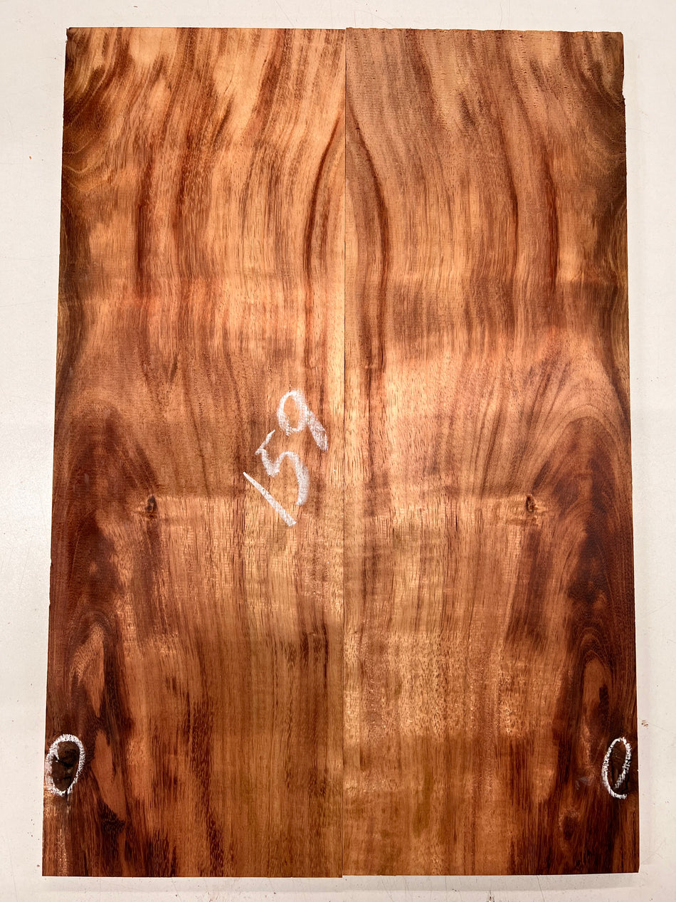 Curly Flame Hawaiian Koa Bookmatched Guitar Drop Tops 21" x 7-1/4" x 3/8" #159 - Exotic Wood Zone - Buy online Across USA 