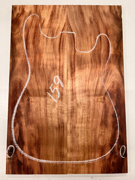 Curly Flame Hawaiian Koa Bookmatched Guitar Drop Tops 21" x 7-1/4" x 3/8" #159 - Exotic Wood Zone - Buy online Across USA 