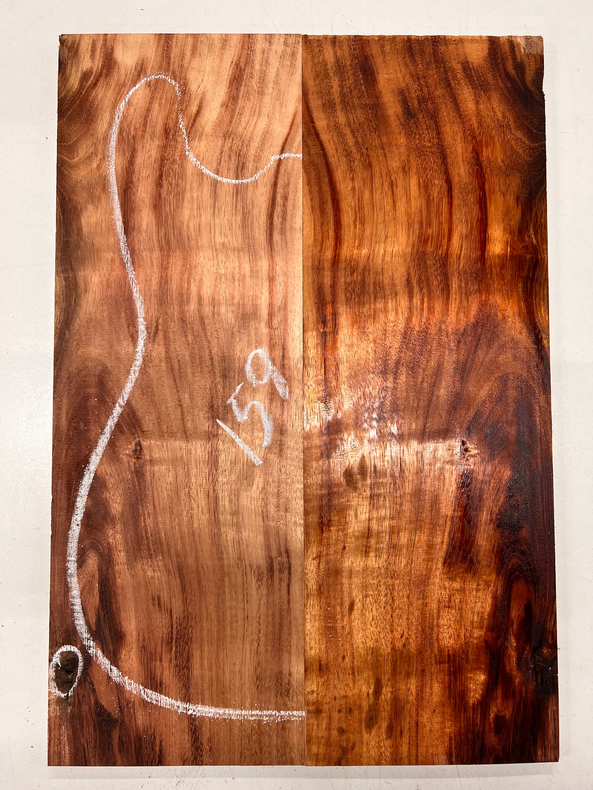 Curly Flame Hawaiian Koa Bookmatched Guitar Drop Tops 21" x 7-1/4" x 3/8" #159 - Exotic Wood Zone - Buy online Across USA 