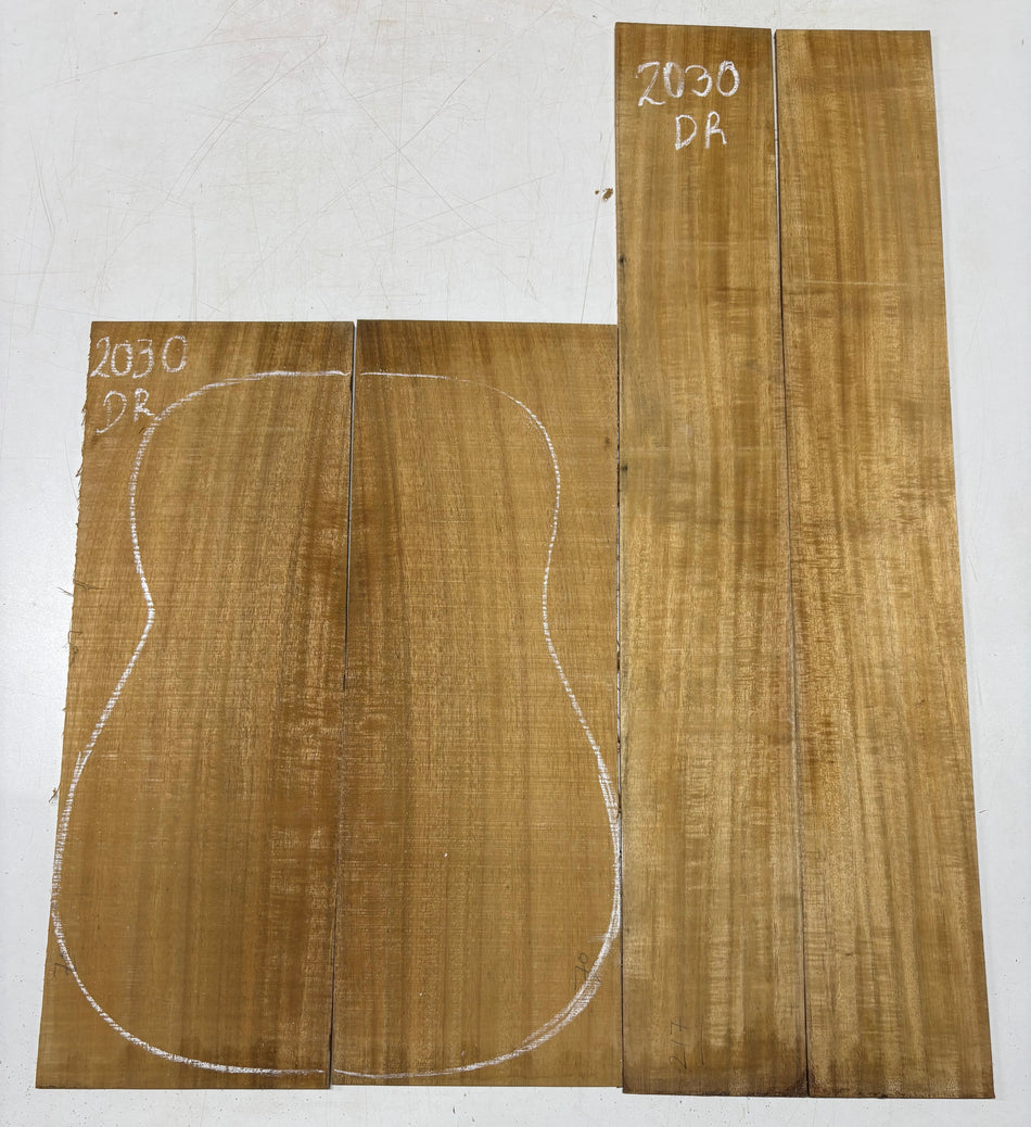 Golden Flame Acacia Dreadnought Guitar Back & Side Set #2030