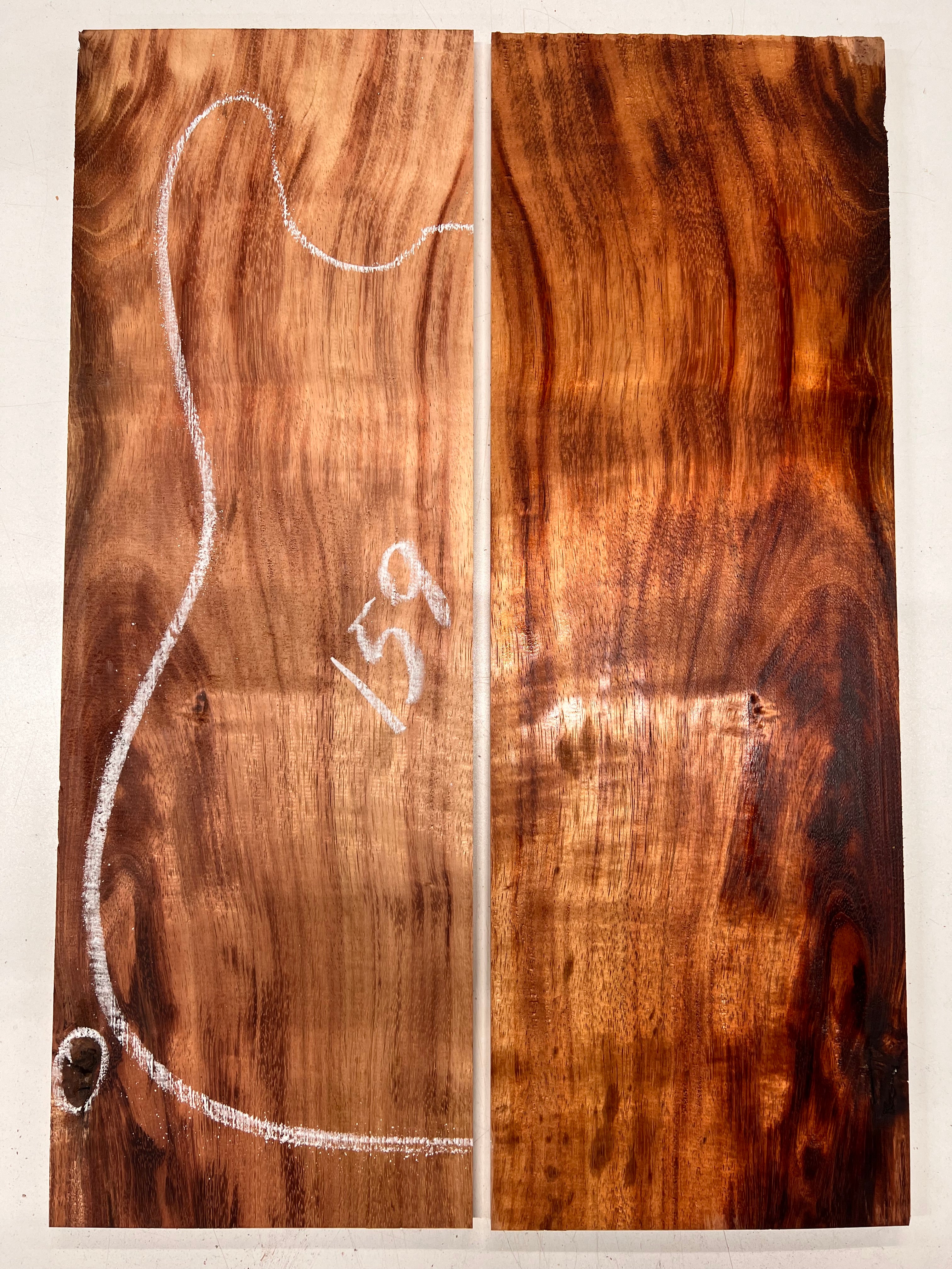 Curly Flame Hawaiian Koa Bookmatched Guitar Drop Tops 21" x 7-1/4" x 3/8" #159 - Exotic Wood Zone - Buy online Across USA 