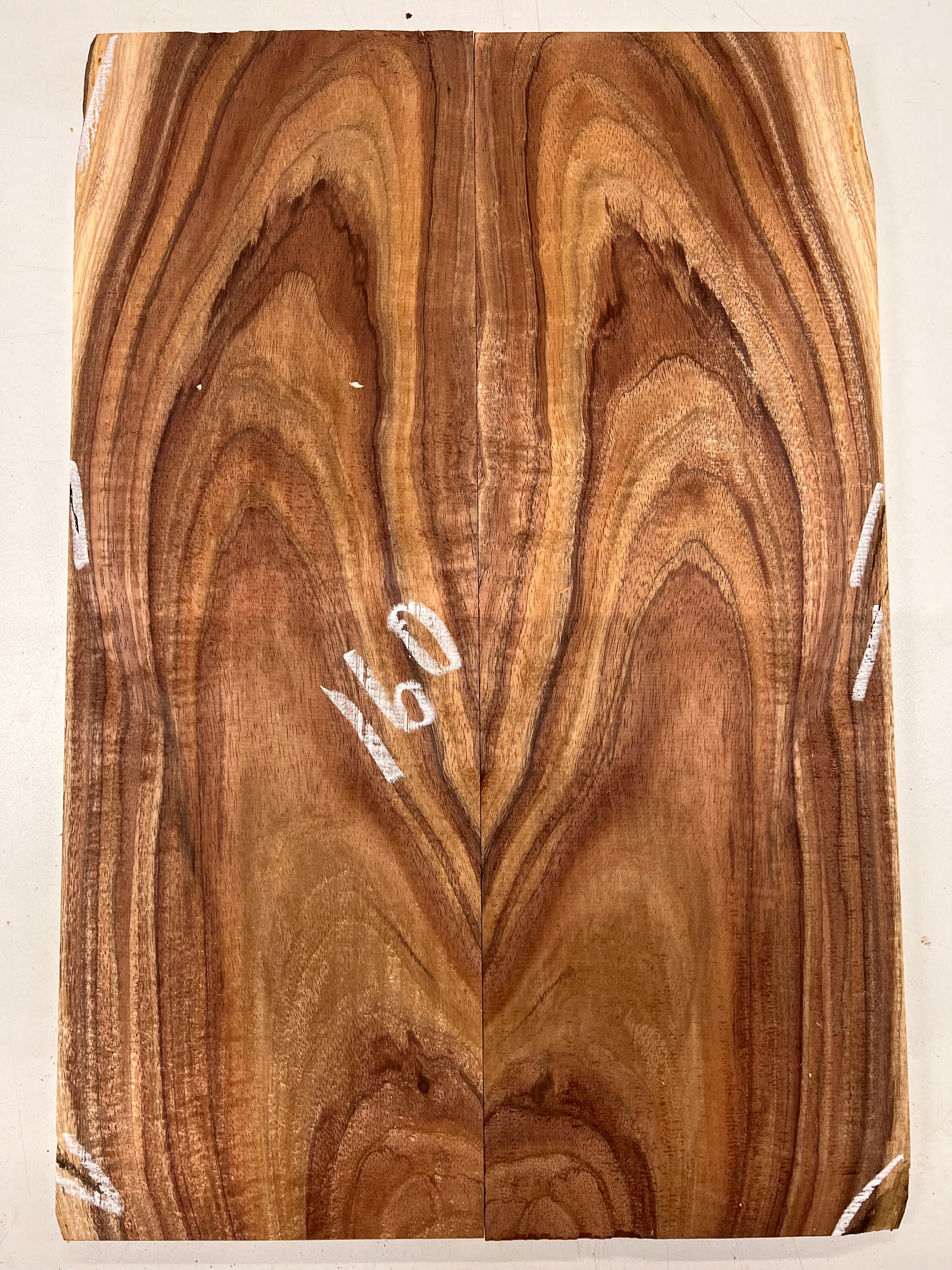 Curly Flame Hawaiian Koa Bookmatched Guitar Drop Tops 21" x 7-1/4" x 3/8" #160 - Exotic Wood Zone - Buy online Across USA 