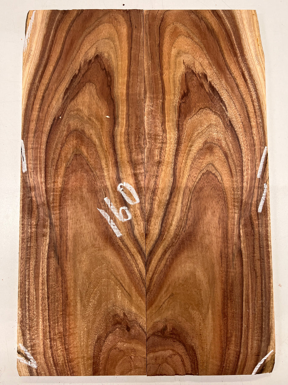 Curly Flame Hawaiian Koa Bookmatched Guitar Drop Tops 21" x 7-1/4" x 3/8" #160 - Exotic Wood Zone - Buy online Across USA 