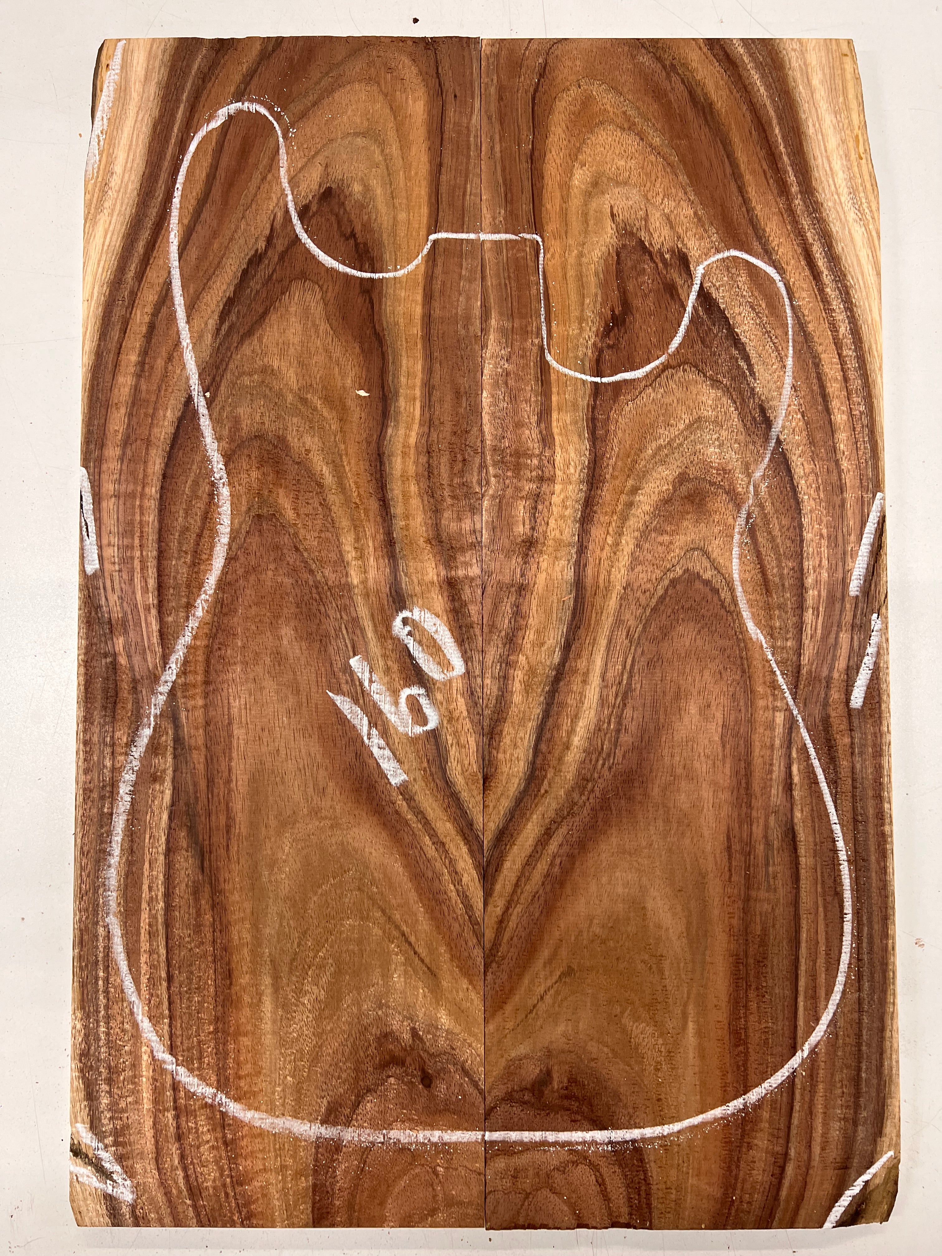 Curly Flame Hawaiian Koa Bookmatched Guitar Drop Tops 21" x 7-1/4" x 3/8" #160 - Exotic Wood Zone - Buy online Across USA 