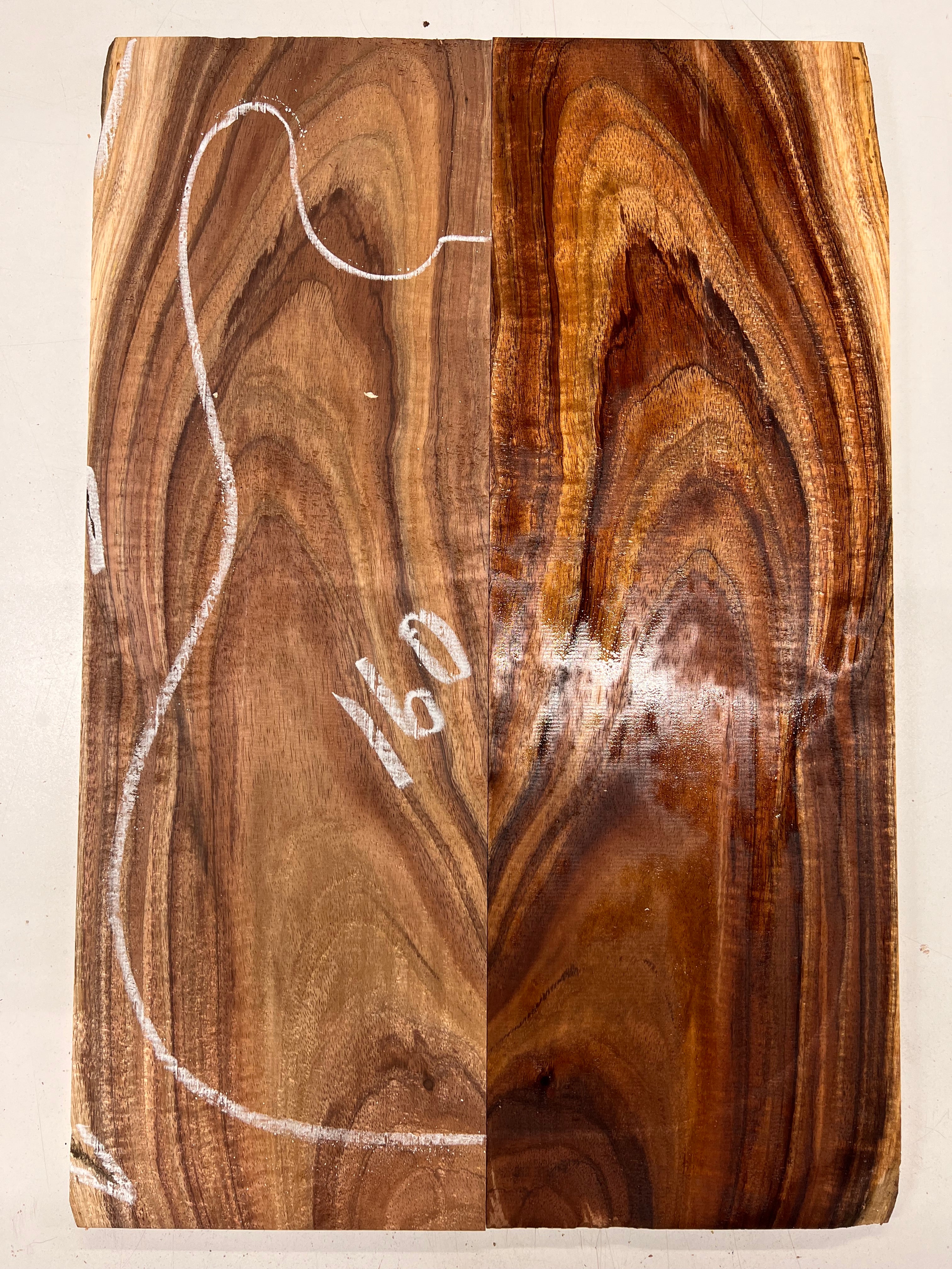 Curly Flame Hawaiian Koa Bookmatched Guitar Drop Tops 21" x 7-1/4" x 3/8" #160 - Exotic Wood Zone - Buy online Across USA 