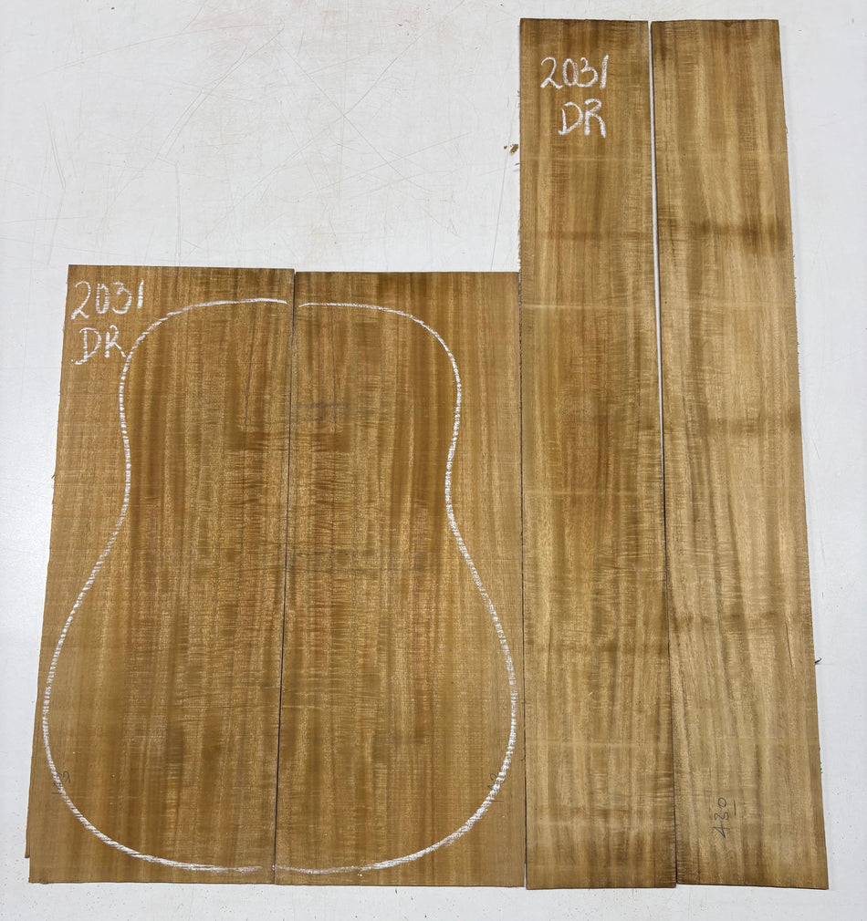 Golden Flame Acacia Dreadnought Guitar Back & Side Set #2031