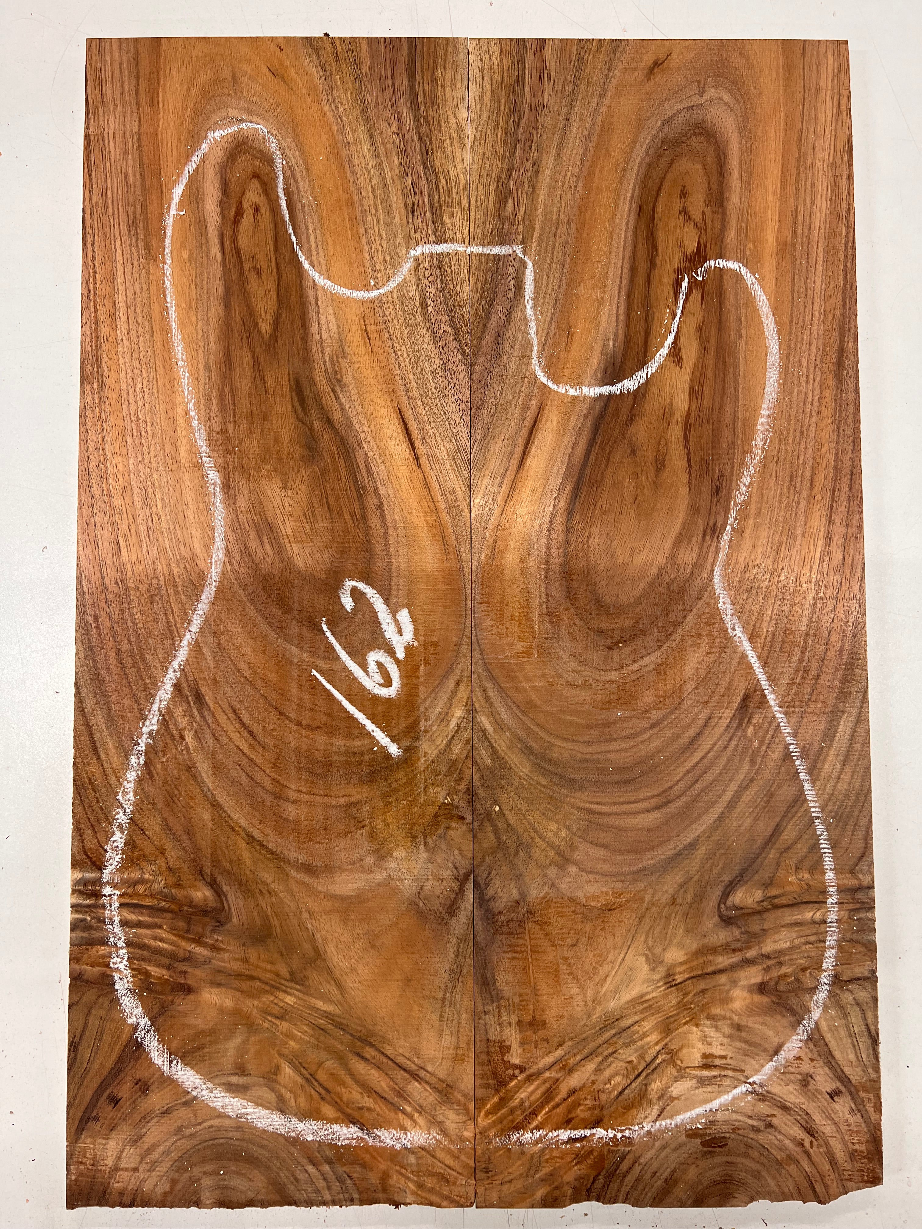 Curly Flame Hawaiian Koa Bookmatched Guitar Drop Tops 21" x 7-1/4" x 3/8" #162 - Exotic Wood Zone - Buy online Across USA 